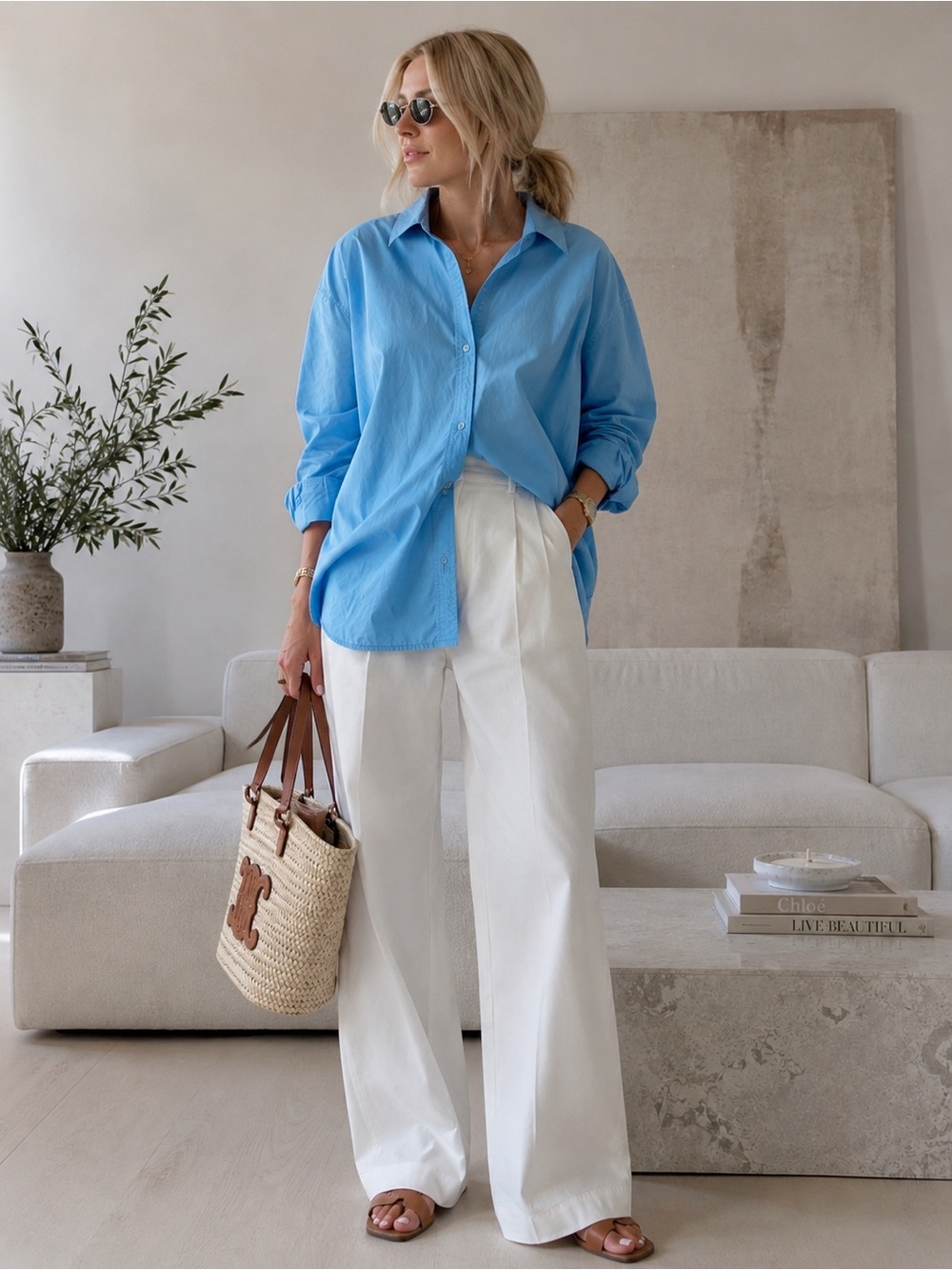 Zara blue oversized shirt